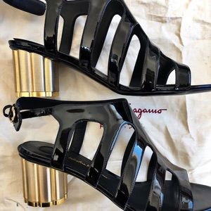 COPY - Ferragamo detailed caged flower heel, patent